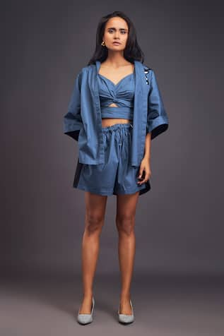 Deepika Arora Deer Patchwork Oversized Shirt With Shorts Set 