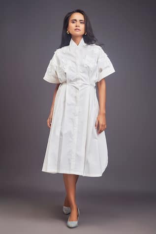 Deepika Arora Pleat Detailed Midi Shirt Dress 