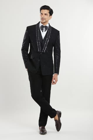 Aryavir Malhotra Square Detailed Tuxedo Set With Waistcoat 