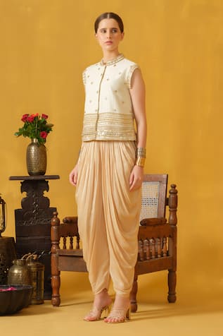 ABSTRACT BY MEGHA JAIN MADAAN Embellished Jacket With Dhoti Pant 