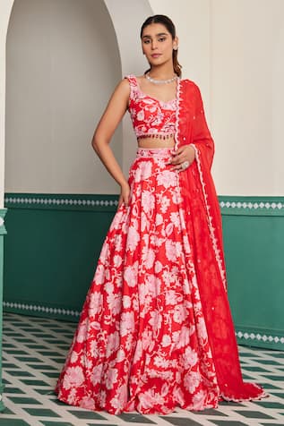 Dheeru Taneja Miraya Floral Print Lehenga Set 