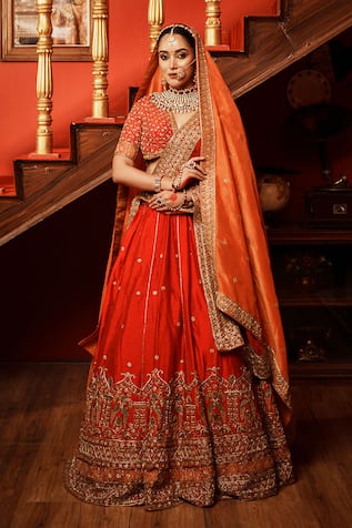 House of Anmol Jain Bridal Lehenga Set With Two Dupattas 