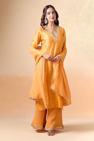 Hand Embroidered Kurta Palazzo Set For Kids