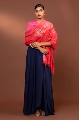 MODARTA Flower Lace Embellished Shawl 