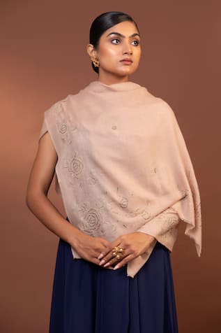 Modarta Floral Border Embroidered Shawl 