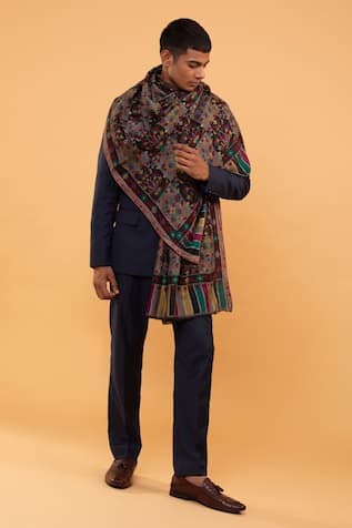 Modarta Woven Floral Tile Pattern Shawl 