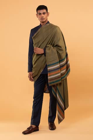 Modarta Stripe Pattern Border Shawl 