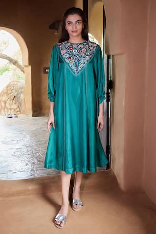 Ayaka Julian Floral Yoke Embroidered Dress 