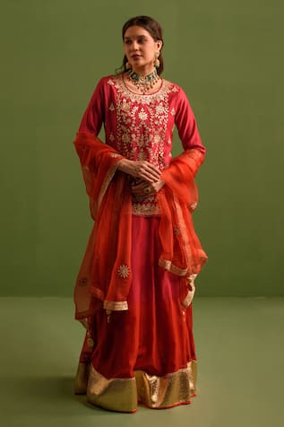 Kameez Bahar Gota Embroidered Kurta Lehenga Set 