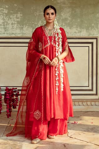 Maison Shefali Zari Embroidered Anarkali Sharara Set 