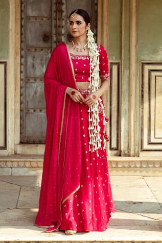 Maison Shefali Mirror Work Detailed Lehenga Set 