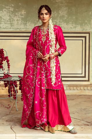 Maison Shefali Sequin Jaal Detailed Kurta Sharara Set 