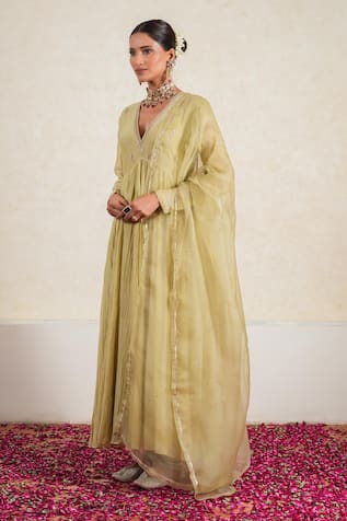 Kalakari by Akanksha Gulbahar Paisley Sequin & Aari Embroidered Anarkali Set 