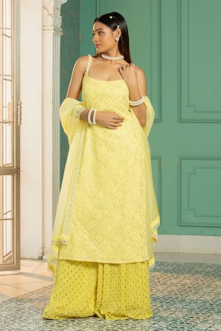 Monk & Mei Sequin Embroidered Kurta Sharara Set 