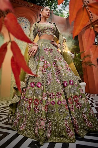 Show Shaa Floral Embroidered Bridal Lehenga Set 