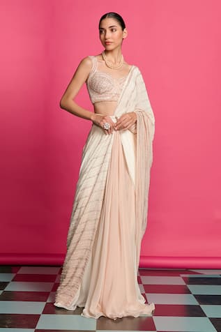 Priyanka Jain Ombre Embroidered Pre-Draped Saree With Blouse 