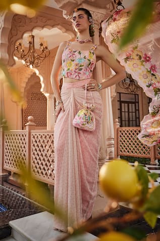 Show Shaa Floral Embroidered Bustier With Skirt 