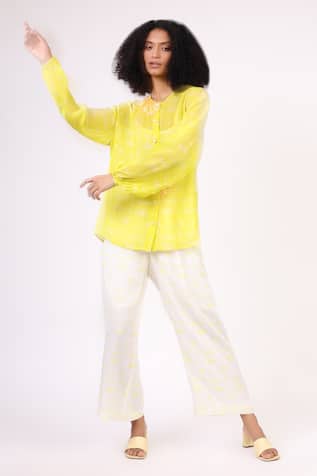 Shilpi Gupta Abstract Block Sheer Print Shirt With Trouser 