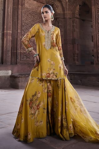 Kritika Dawar Gulbagh Floral Print Kurti Sharara Set 