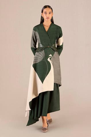 AMPM Serena Colour-Blocked Asymmetric Jacket With Skirt 