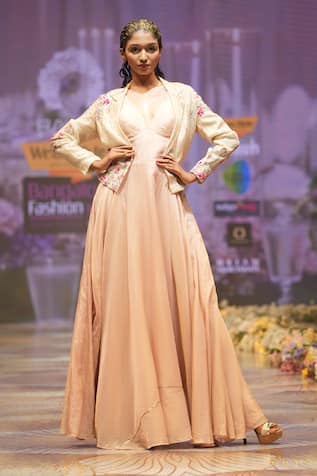 Rahul Singh Flared Gown With Hand Embroidered Jacket 