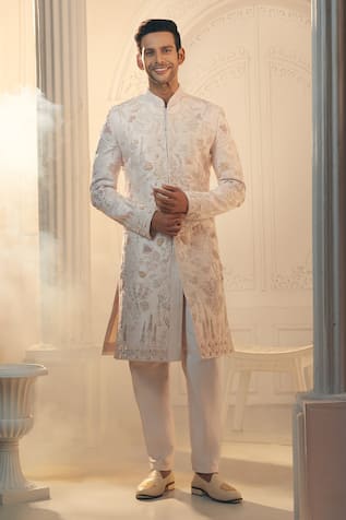 Floral Sequin Embroidered Sherwani & Pant Set 