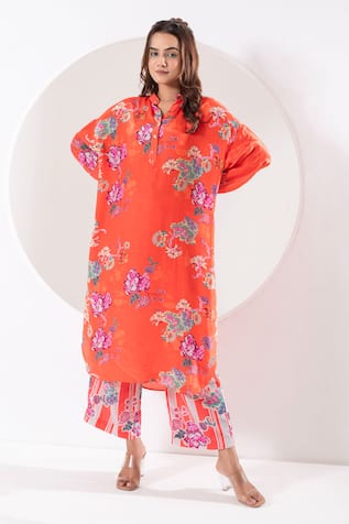 Ekavira Kanak High Low Printed Kurta With Pant 