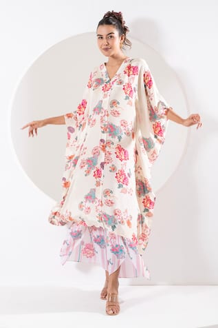 Ekavira Sawani Mughal Print Kaftan With Wrapped Palazzo 