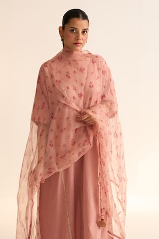 Dot Rose Print Dupatta 