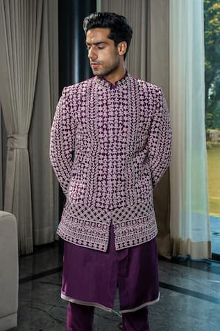 Cutdana Embroidered Jodhpuri Jacket Set For Kids