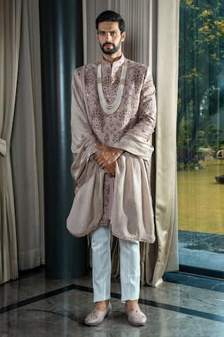 Soniya G Floral Embroidered Sherwani & Pant Set 