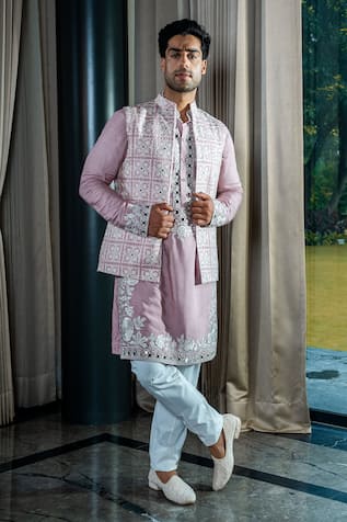 Soniya G Floral Embroidered Bundi Kurta Set 