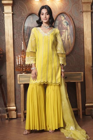 Surabhi Arya Zoya Gota Bloom Embroidered Kurta Gharara Set 