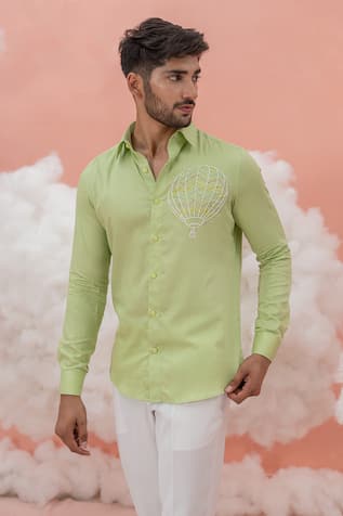 Runit Gupta Hot Air Balloon Vacay Embroidered Shirt 