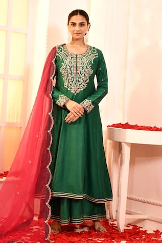 Abbaran Embroidered Yoke Anarkali Palazzo Set 