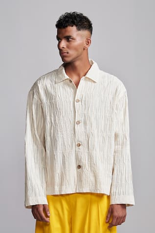 Irregular Pintuck Solid Shirt 