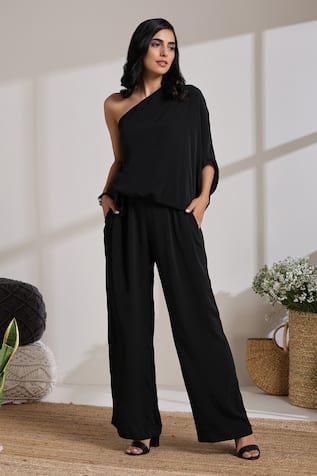 Vasstram Solid Draped Jumpsuit 