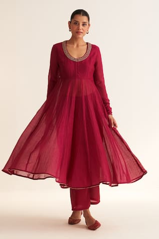 Dot Amal Deep Embroidered Anarkali Pant Set 