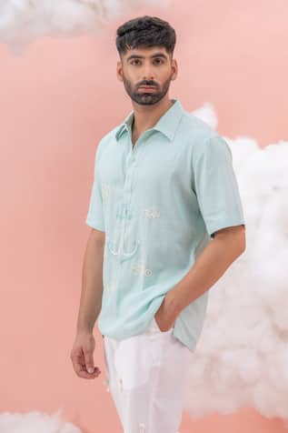 Runit Gupta Anchor Cloud Embroidered Shirt 