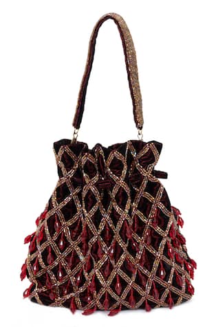 Arzoo Trellis Crystal Embroidered Potli 