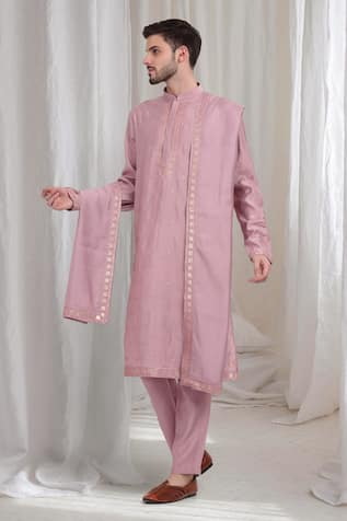 Aham-Vayam Malhaar Geometric Embroidered Kurta Patiala Set 