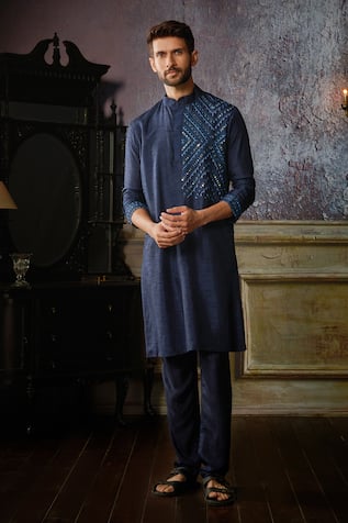 DiyaRajvvir Mirror Thread Embroidered Kurta & Pant Set 