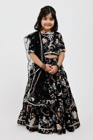 Mamma Plz Handwoven Chanderi Floral Print Lehenga Set 