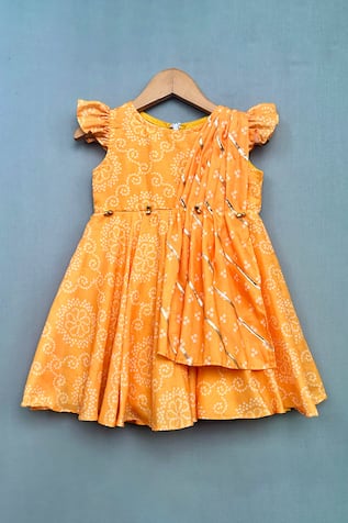 Attached Dupatta Bandhani Dress 