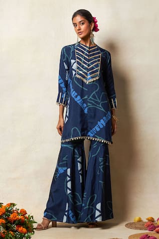 Vedika M Abstract Print Kurta & Sharara Set 