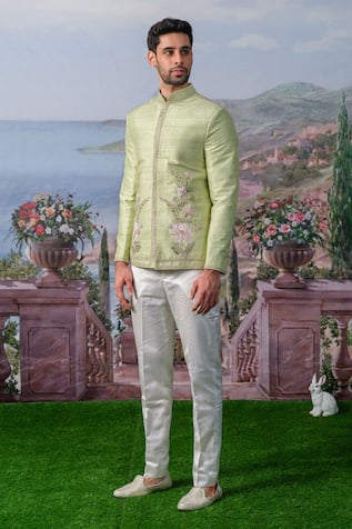 House Of Koa Oran Floral Embroidered Bandhgala Set 