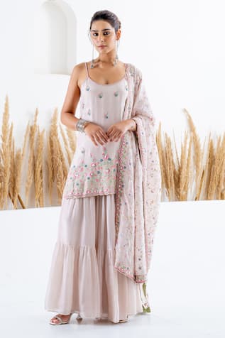 Shruti Sancheti 3D Floral Print Kurta Sharara Set 