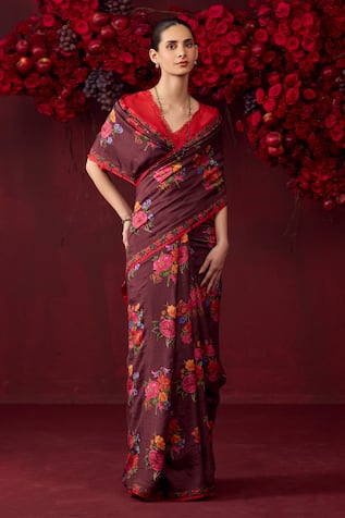 Surmaye Eternal Love Floral Motif Print Saree 