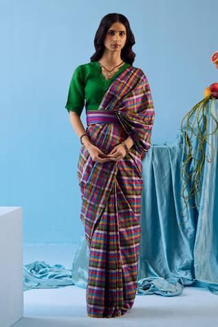 Surmaye Playful Mosaic Checkered Saree 