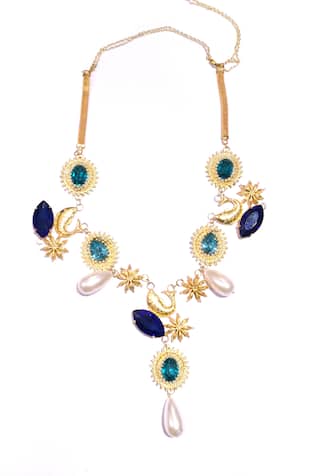 Fish & Floral Cutwork Embellished Necklace 